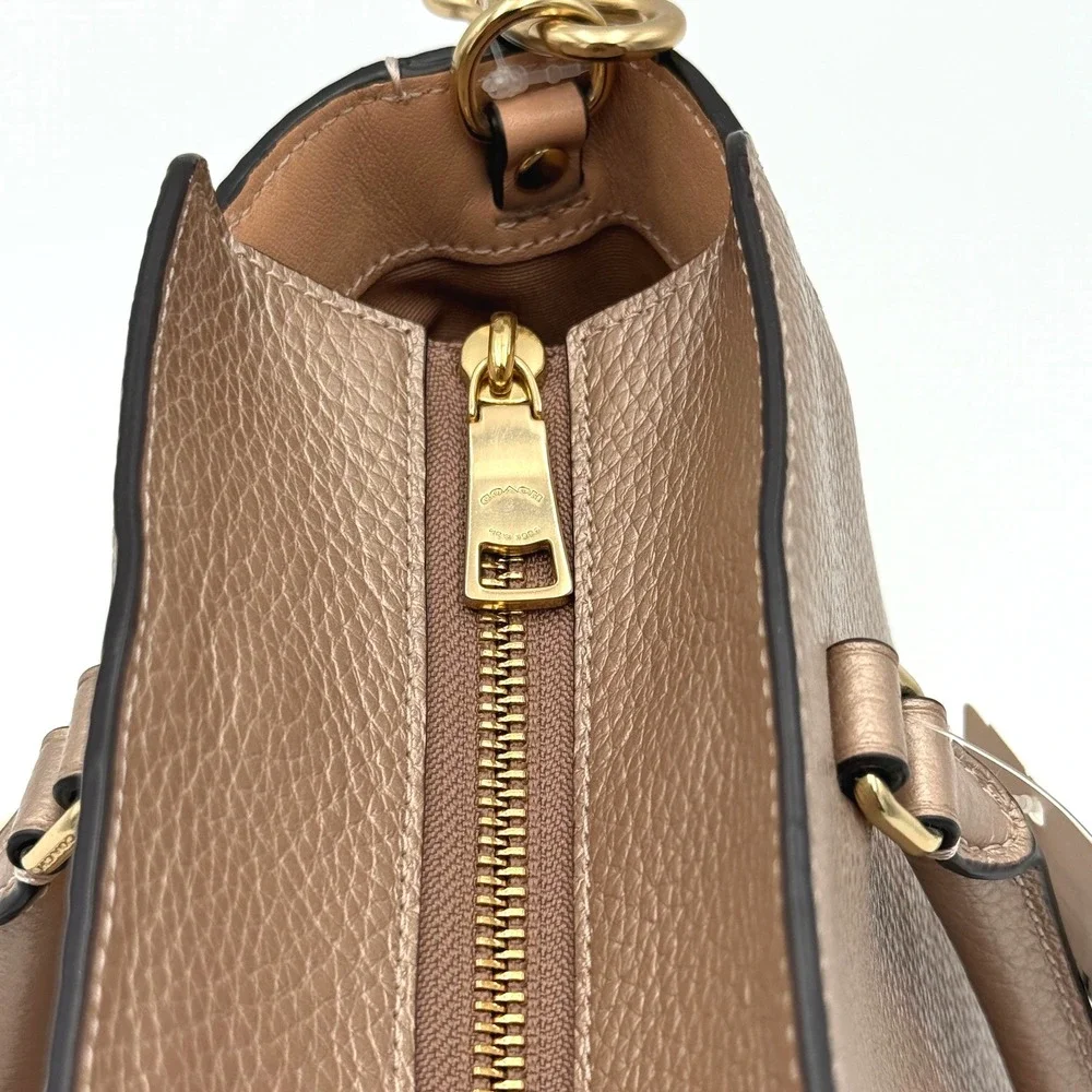 Coach Metallic Rose Gold Pebble Leather Blake 25 Carryall Satchel Bag F39847 NEW